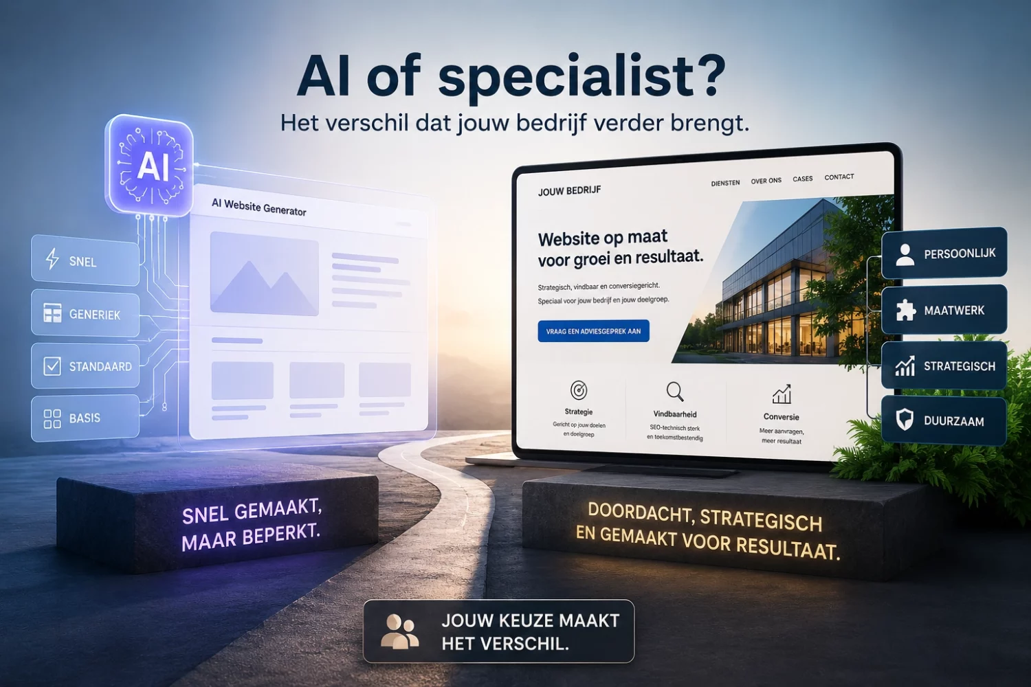 Website laten maken of AI gebruiken? Waarom een specialist nog steeds het verschil maakt